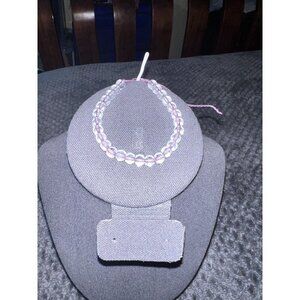 Friendship Clear Beaded Pink Adjustable Bracelet Handmade